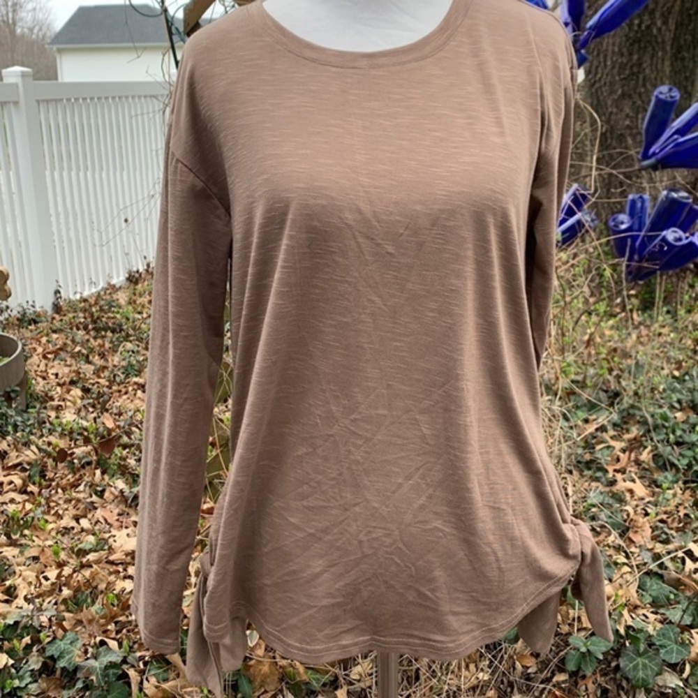 Loveriche brown side ties long sleeve top Small